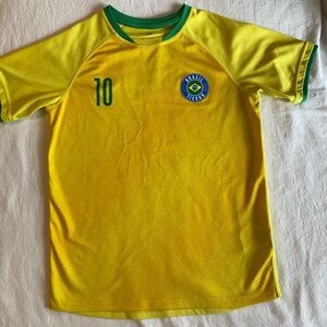 H&M Brazil Soccer Jersey Brasil #10 Pele Yellow Football Shirt Youth 12/14
